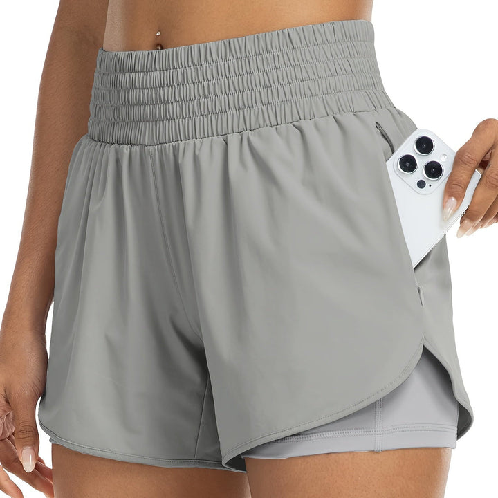 Runelle Trainingsshort voor Dames - Dubbele Laag & Hoge Taille