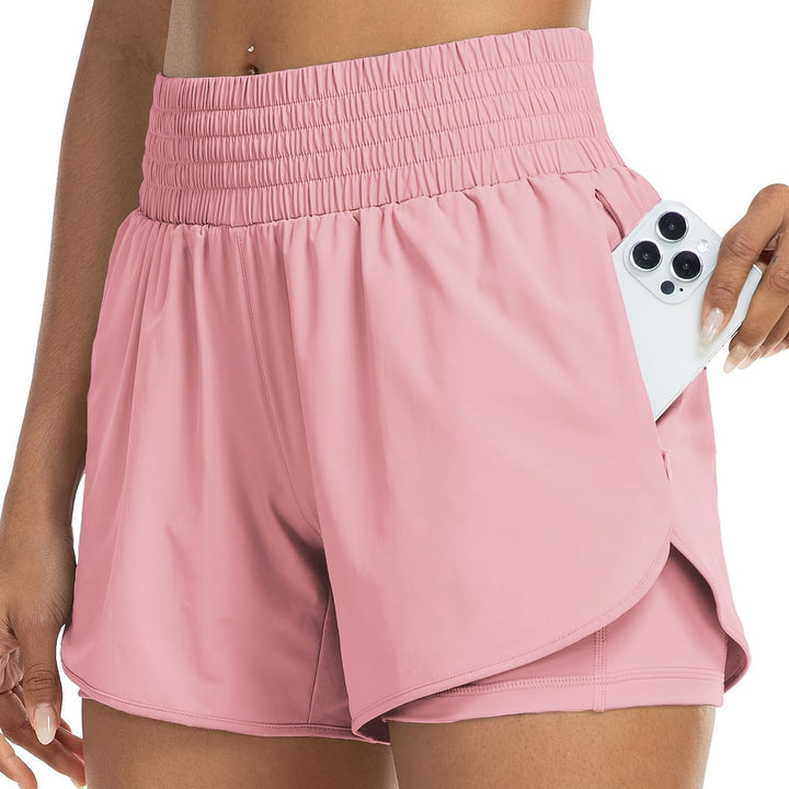 Runelle Trainingsshort voor Dames - Dubbele Laag & Hoge Taille