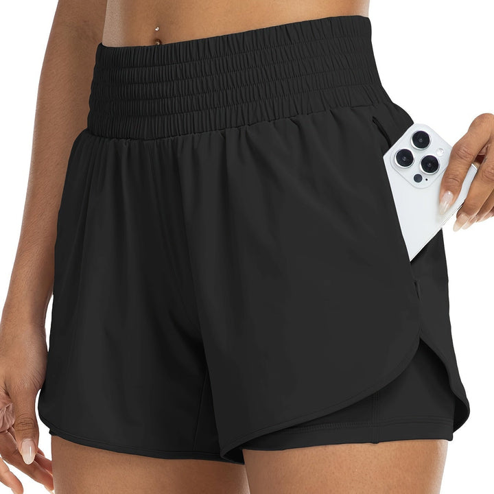Runelle Trainingsshort voor Dames - Dubbele Laag & Hoge Taille