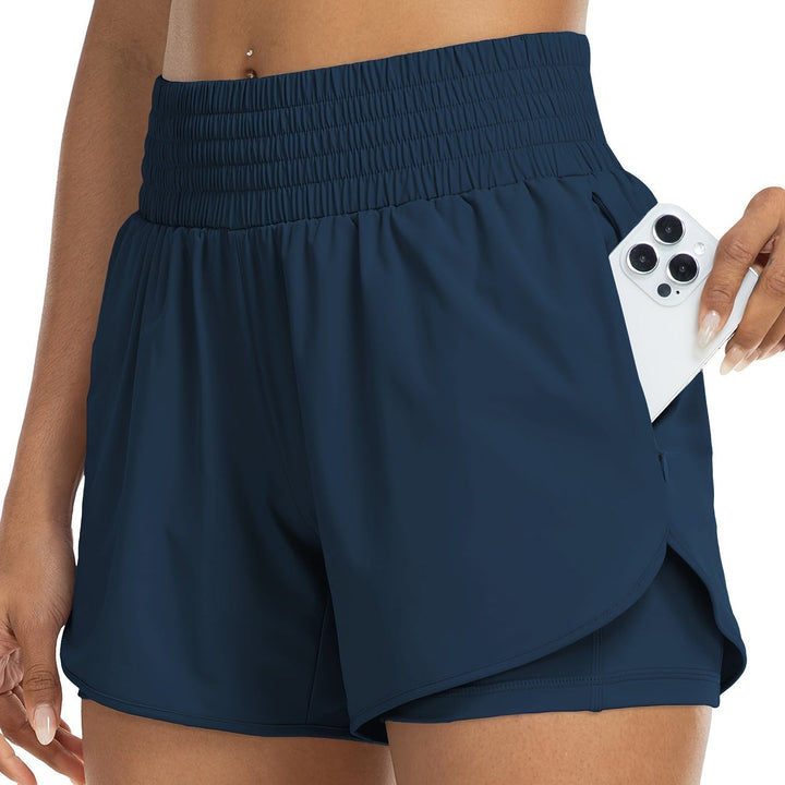 Runelle Trainingsshort voor Dames - Dubbele Laag & Hoge Taille