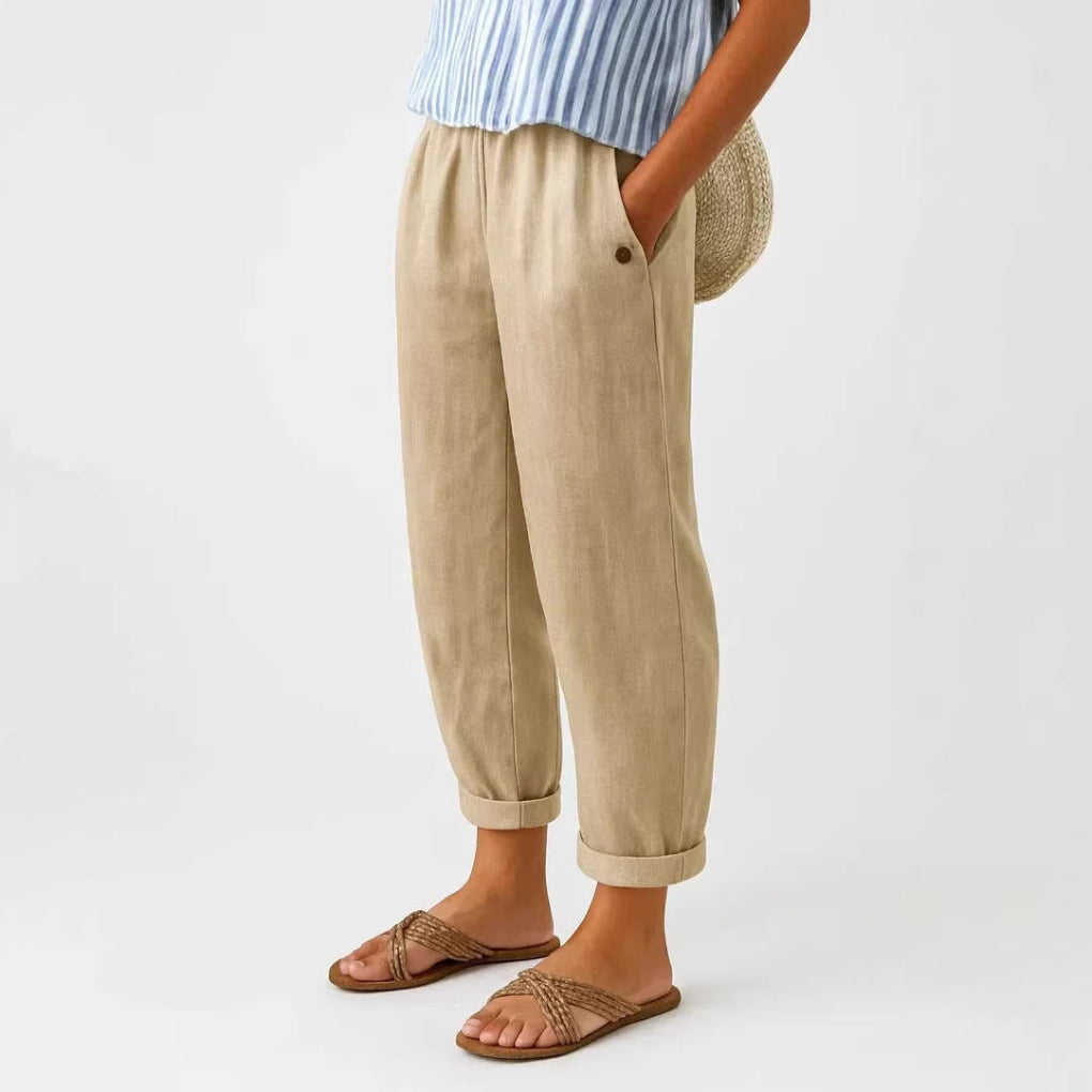 Womens Casual Pants With Digital 3D-printed Buttons