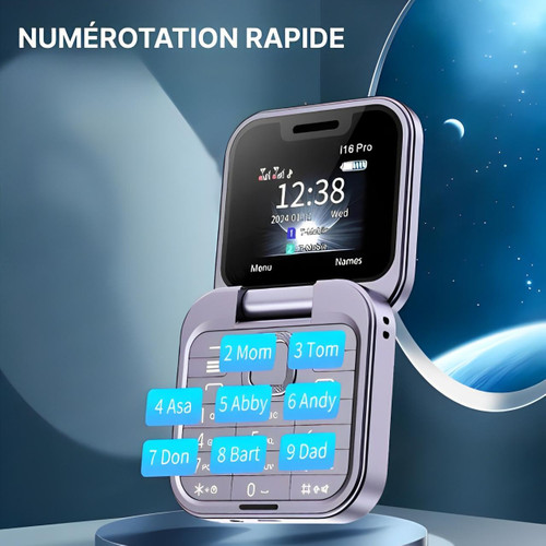 Foldbar flip-telefon med dual SIM | 1,77" skærm | 1000 mAh | Micro USB
