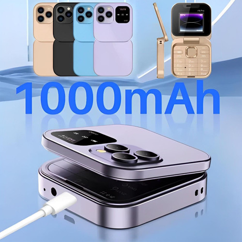 Foldbar flip-telefon med dual SIM | 1,77" skærm | 1000 mAh | Micro USB
