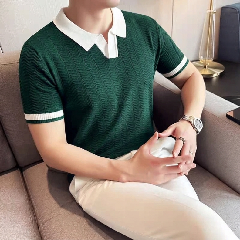 Herre Stribet Kortærmet Polo Shirt