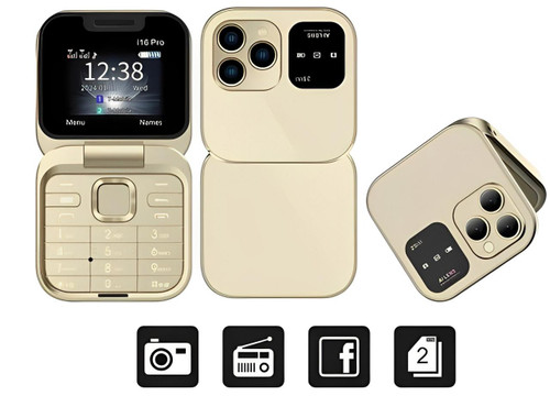 Foldbar flip-telefon med dual SIM | 1,77" skærm | 1000 mAh | Micro USB