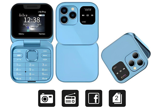 Foldbar flip-telefon med dual SIM | 1,77" skærm | 1000 mAh | Micro USB