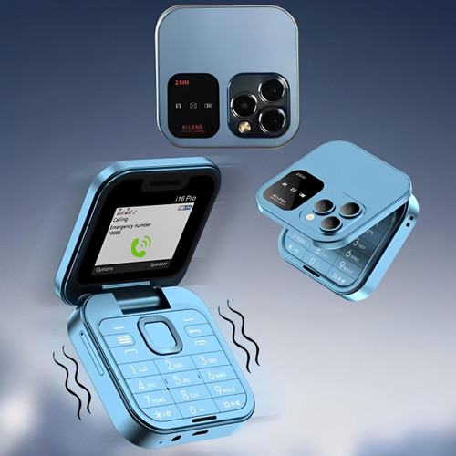 Foldbar flip-telefon med dual SIM | 1,77" skærm | 1000 mAh | Micro USB