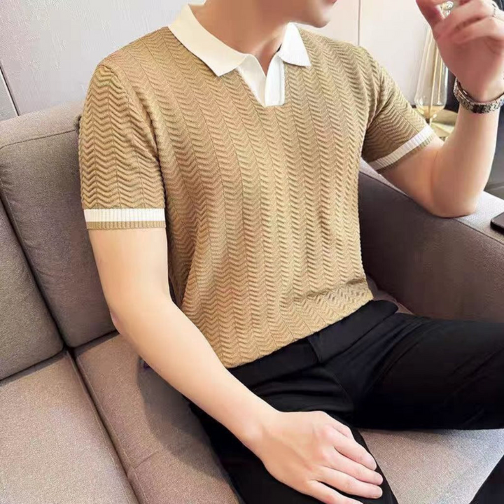 Herre Stribet Kortærmet Polo Shirt