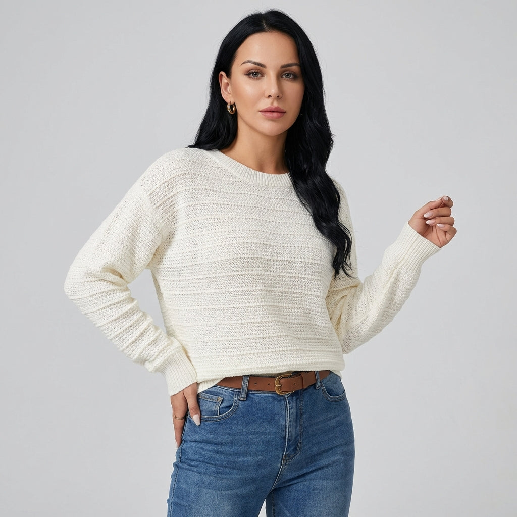 Kvinders Bue-Ryg Pullover Sweater