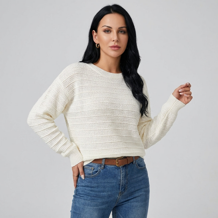 Kvinders Bue-Ryg Pullover Sweater