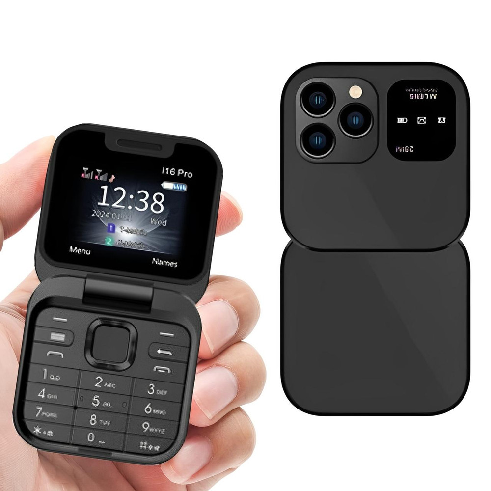 Foldbar flip-telefon med dual SIM | 1,77" skærm | 1000 mAh | Micro USB