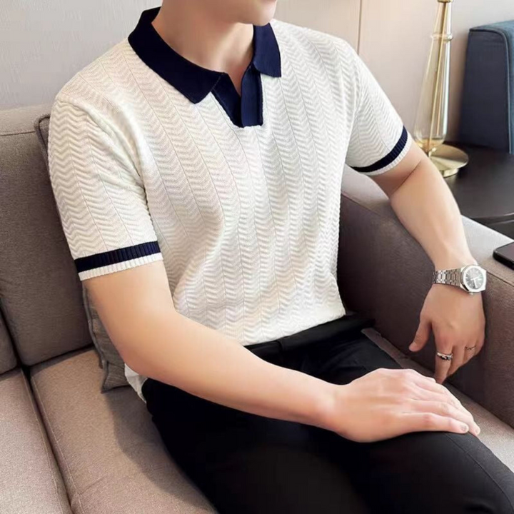 Herre Stribet Kortærmet Polo Shirt