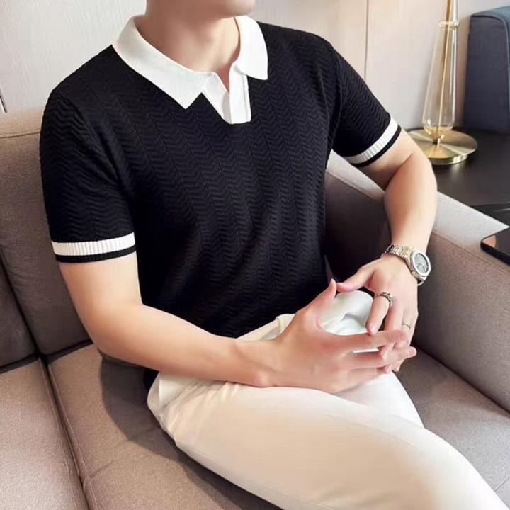 Herre Stribet Kortærmet Polo Shirt
