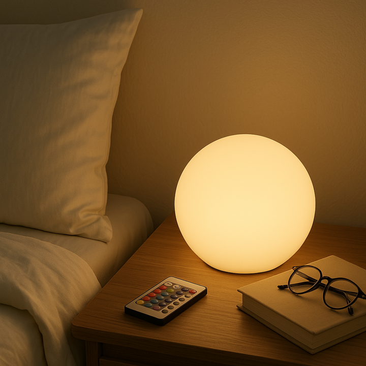 Farverig LED-bordlampe uden ledninger med fjernbetjening