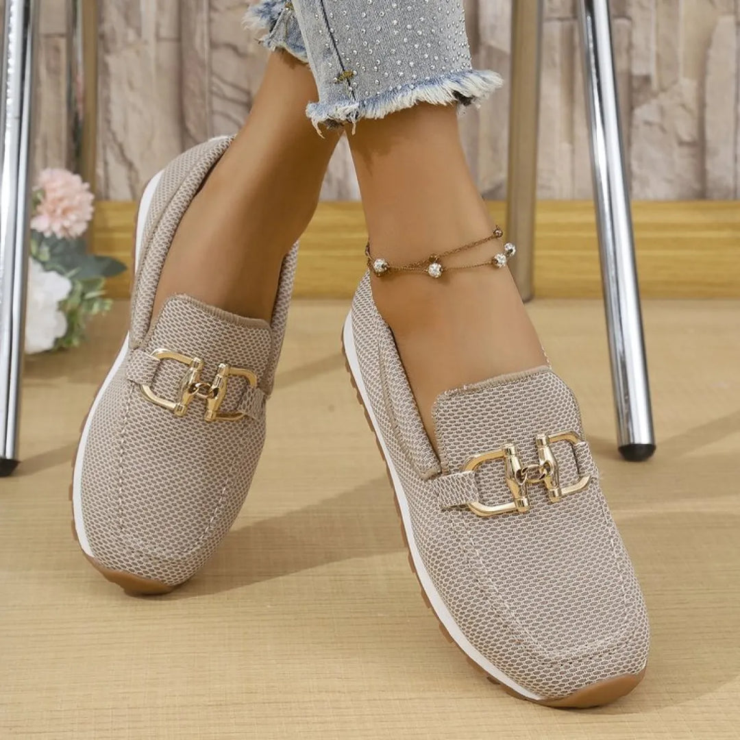 Kvinders Solid Farve Flade Sneakers