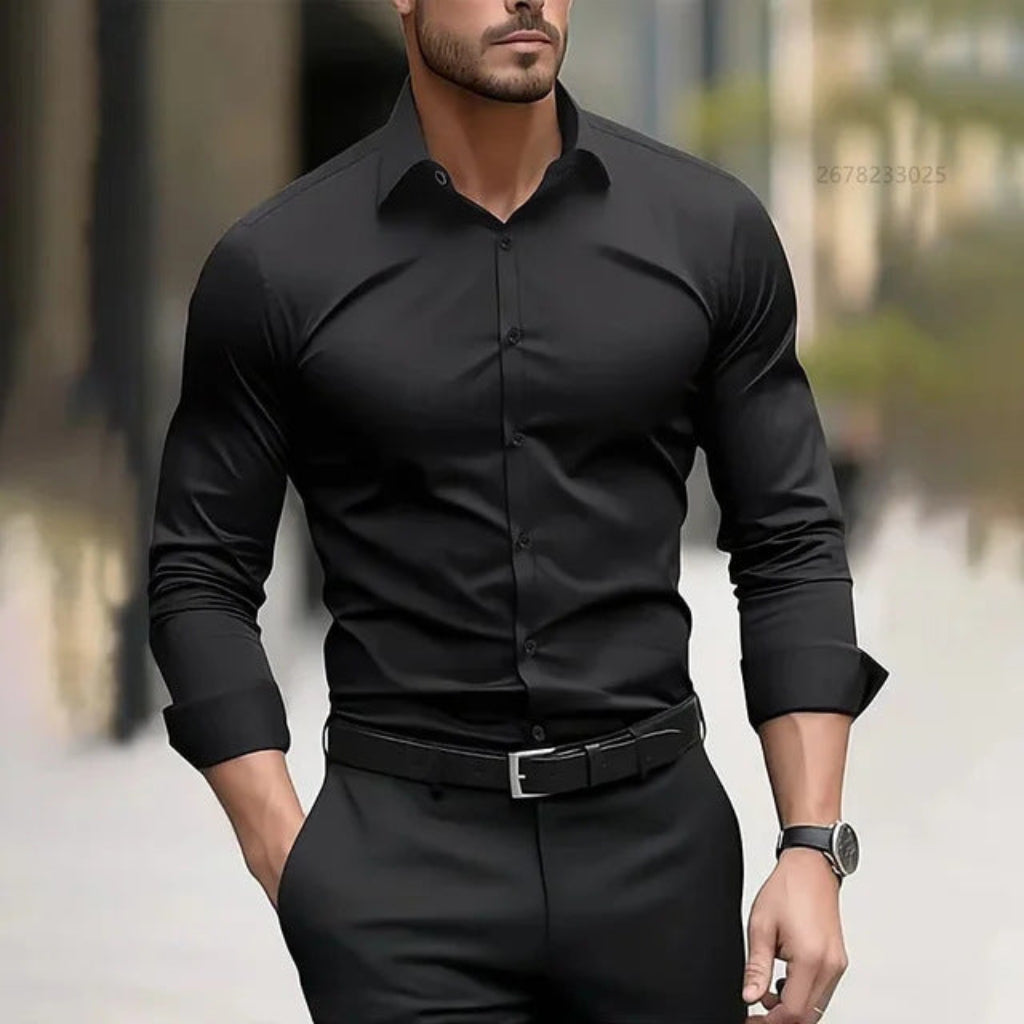 European And American Men's Business Long-Sleeve Wrinkle-Resistant, Non-Iron Casual Shirt