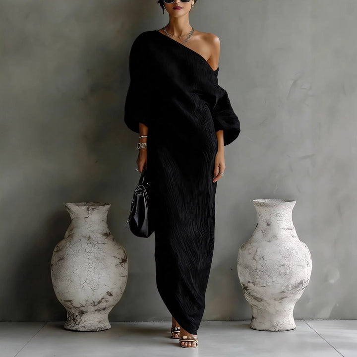 Irregular Off-shoulder Long Dress Fashion Elegant Long-sleeved Dresses Women's Beach Vacation Clothing