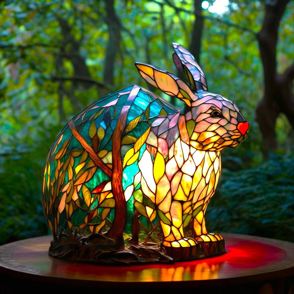 Bordlampe i farvet glas dyr dekorativt lys