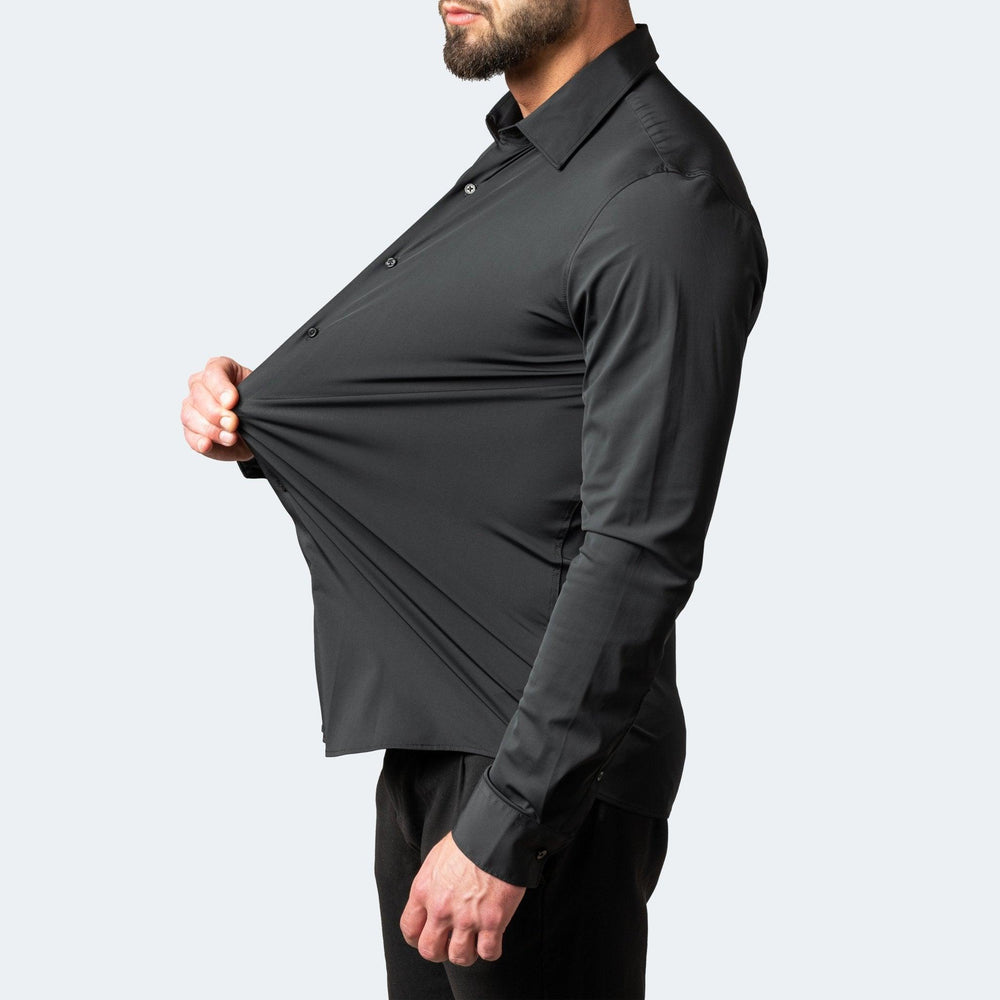Elastisk habitskjorte til mænd, strygefri, til arbejde og fritidstøj