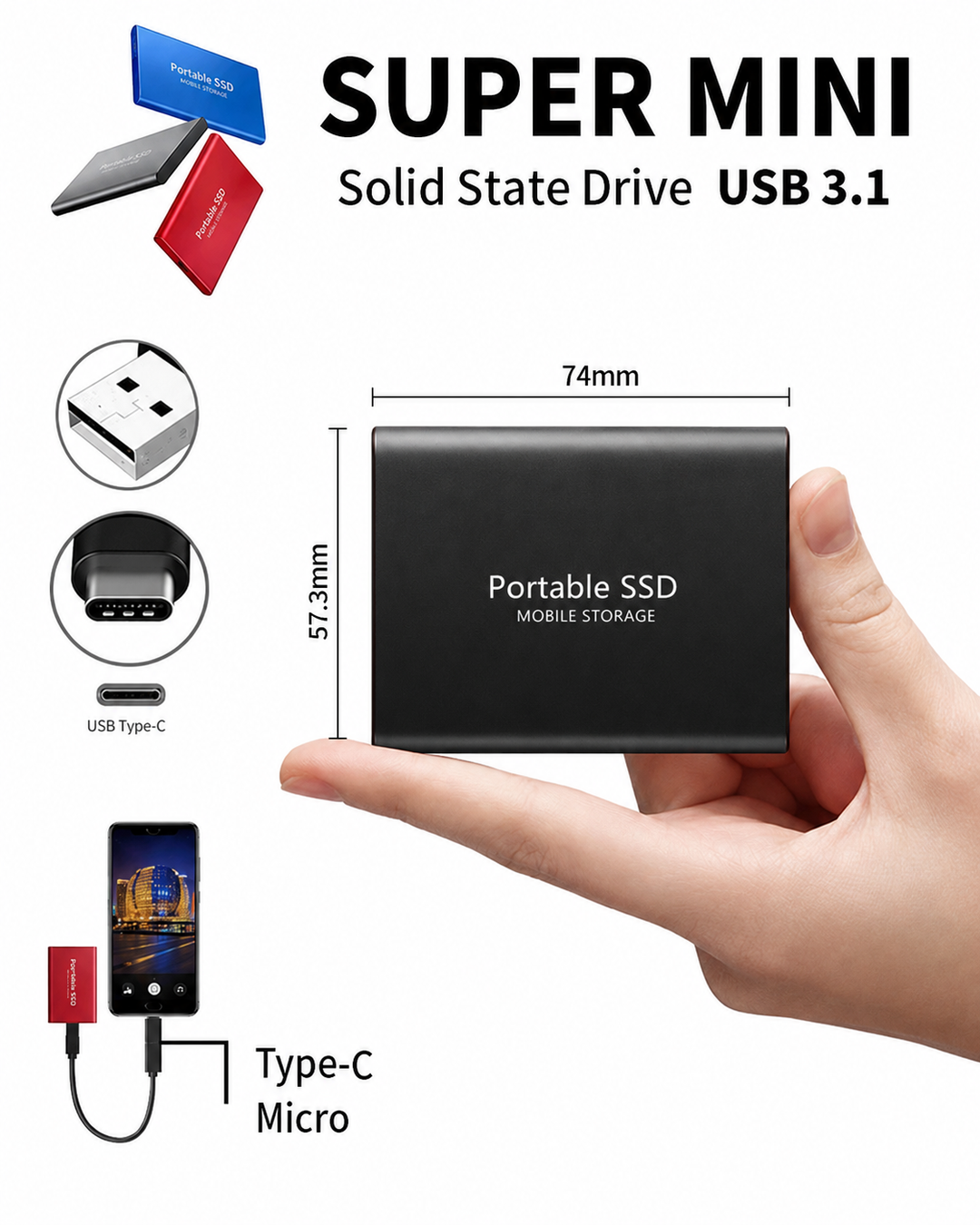 Bærbar 128 TB SSD til kreative og professionelle