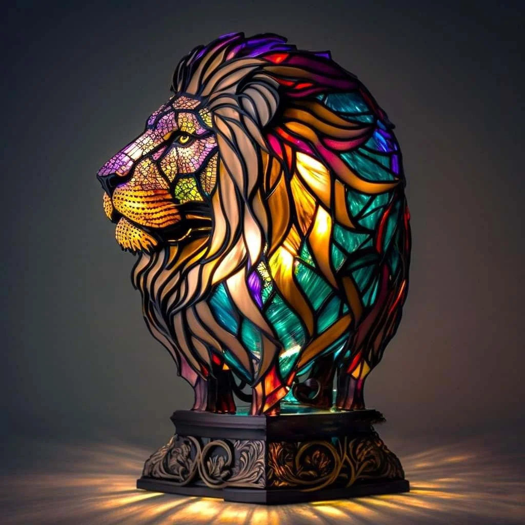 VitraGlow håndlavet glaspynt | Elegant bordlampe i resin og glas med levende kunstneriske mønstre