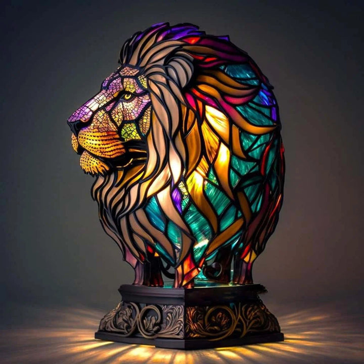 Bordlampe i farvet glas dyr dekorativt lys