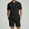 Mænds Sommer Tekstureret Quarter-Zip Polo & Shorts 2-Delt Sæt