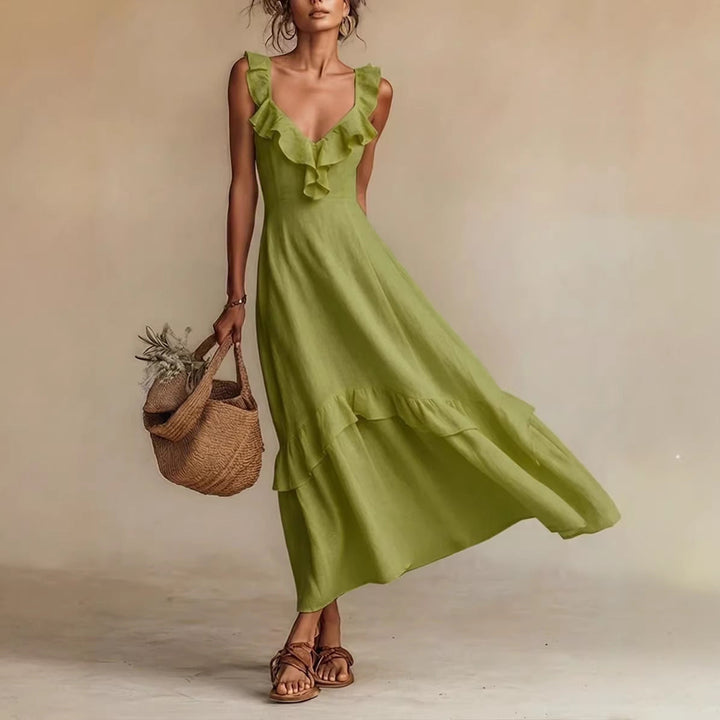 Ruffled Flutter Sleeves Dress Summer Elegant And Chic Sleeveless Dresses For Women