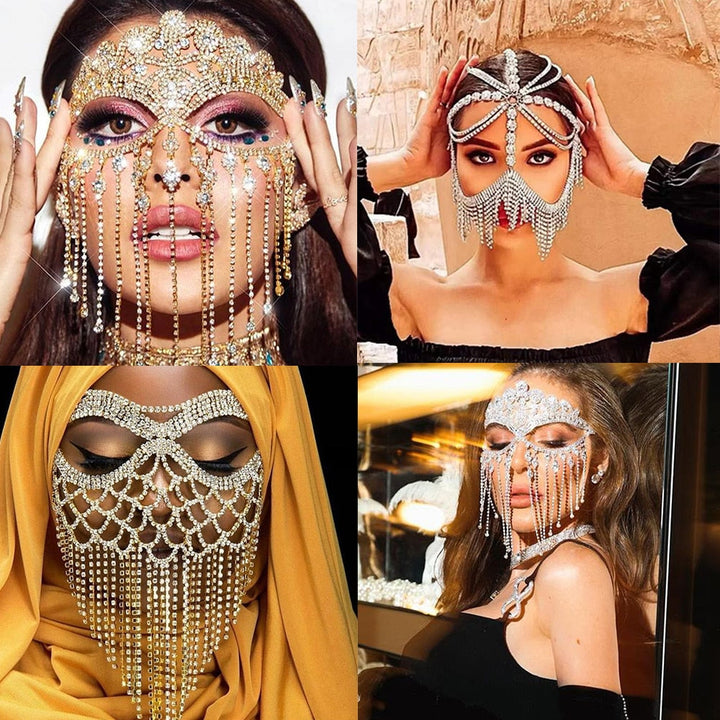 Glitrende slørmaske | Maskerade-ansigtssmykke