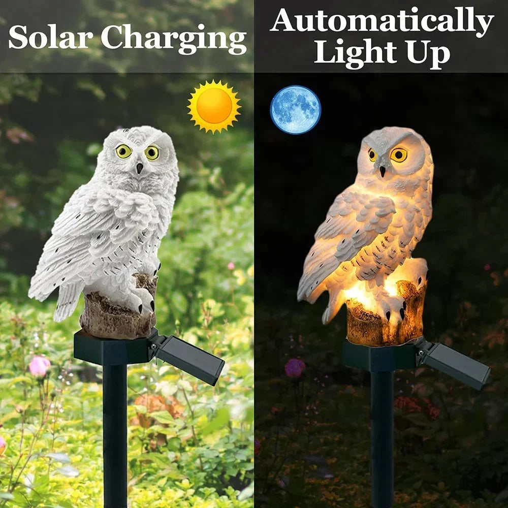 Solcelle-ugle-havelys med varmhvid LED, vandtæt IP65, 45 cm