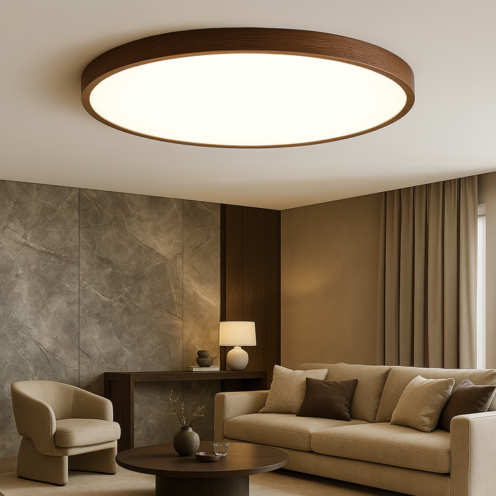 Loftlampe i mørkt træ