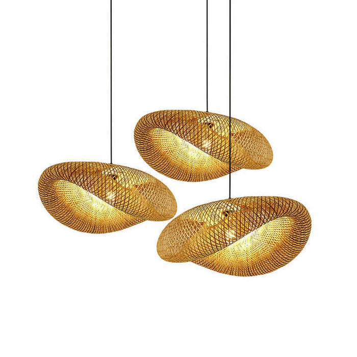Håndflettet bambuslampe i boho-stil