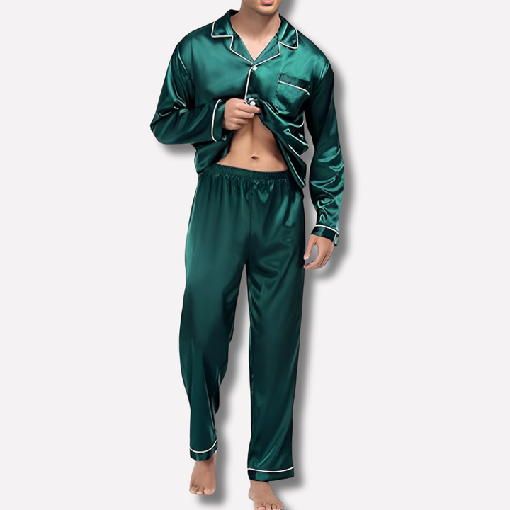 Herre satin-silke pyjamassæt