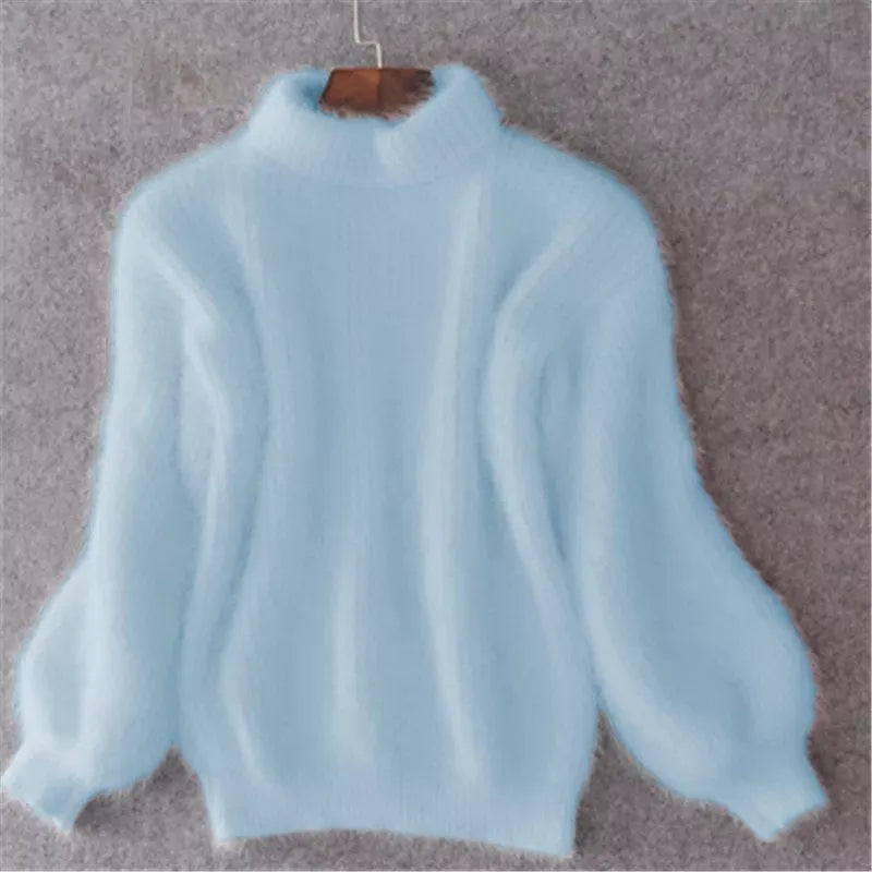 Afslappet strikket damesweater i angora – Livia