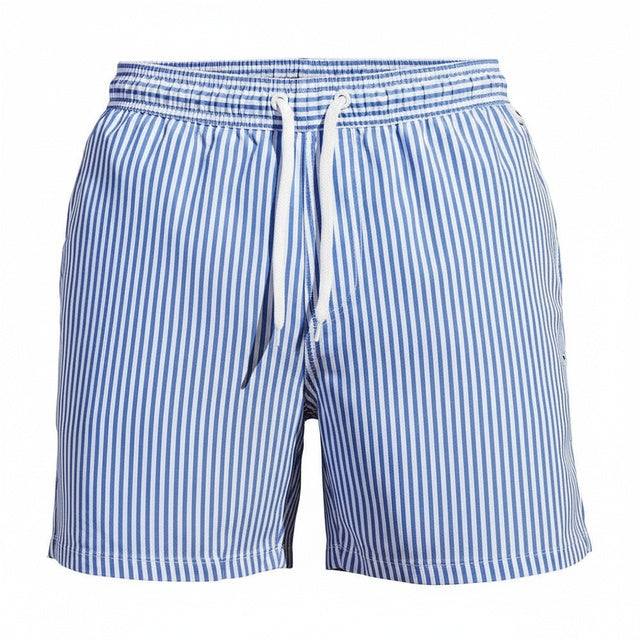 Stribede badeshorts til mænd med snøre i taljen