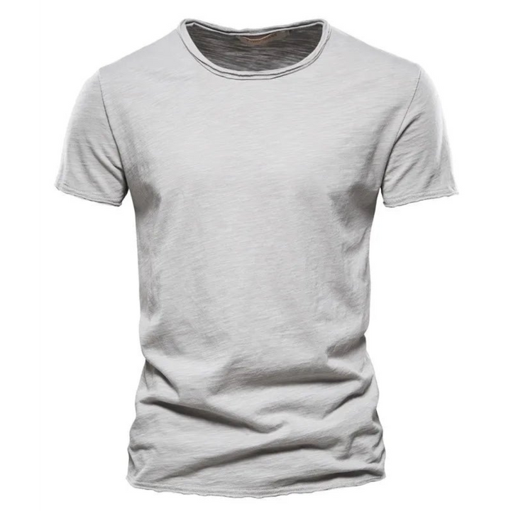 T-shirt til mænd med rund hals og slub-garnstruktur