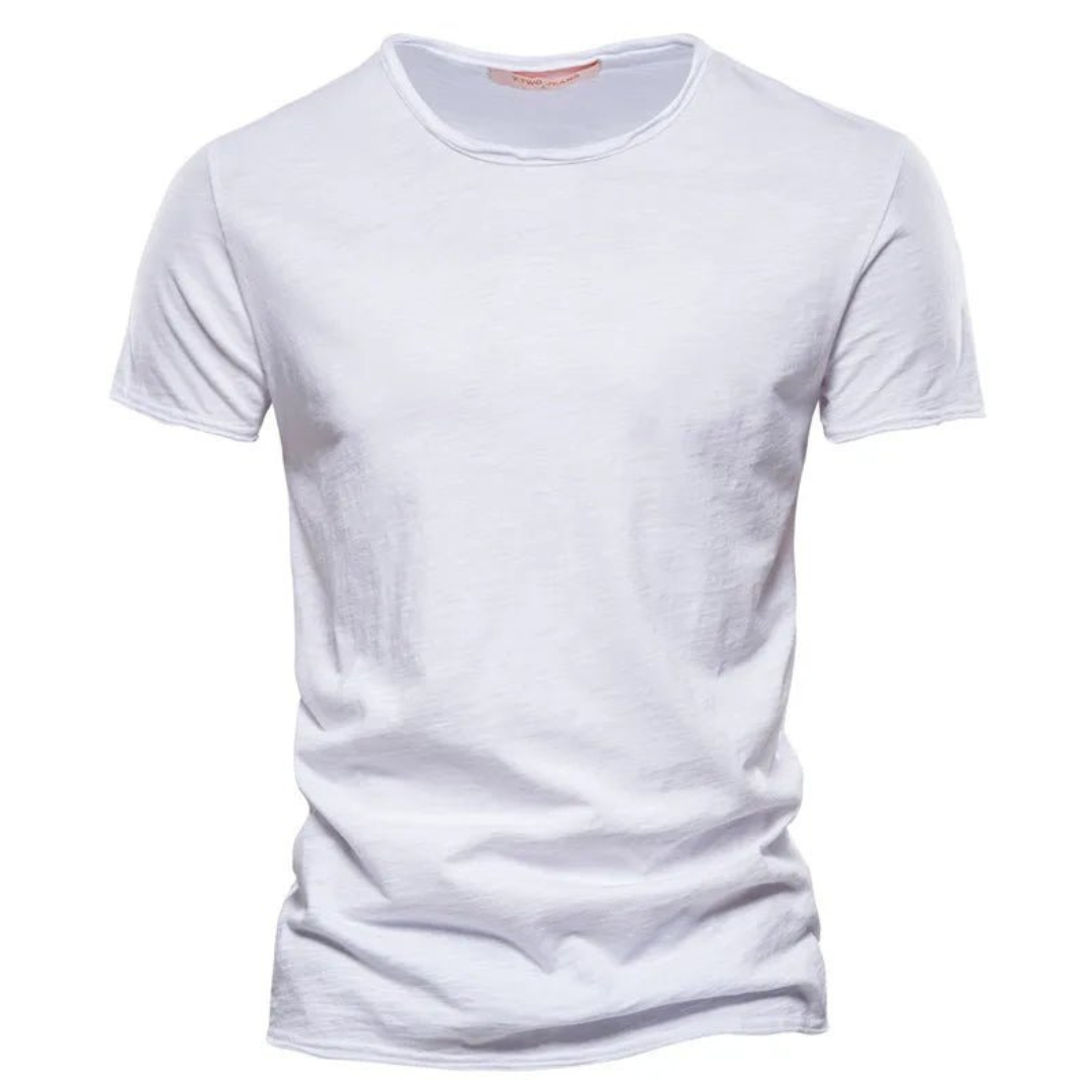 T-shirt til mænd med rund hals og slub-garnstruktur