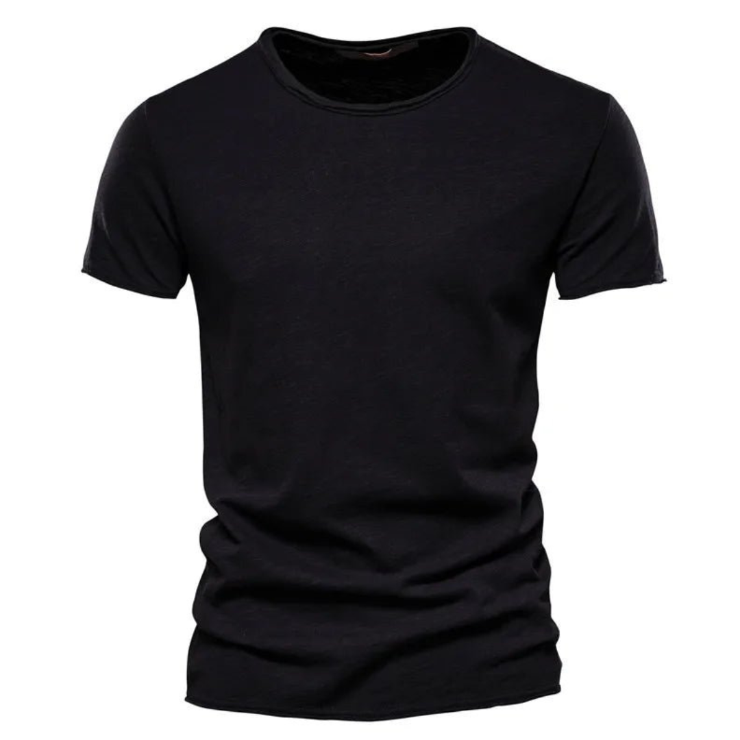 T-shirt til mænd med rund hals og slub-garnstruktur