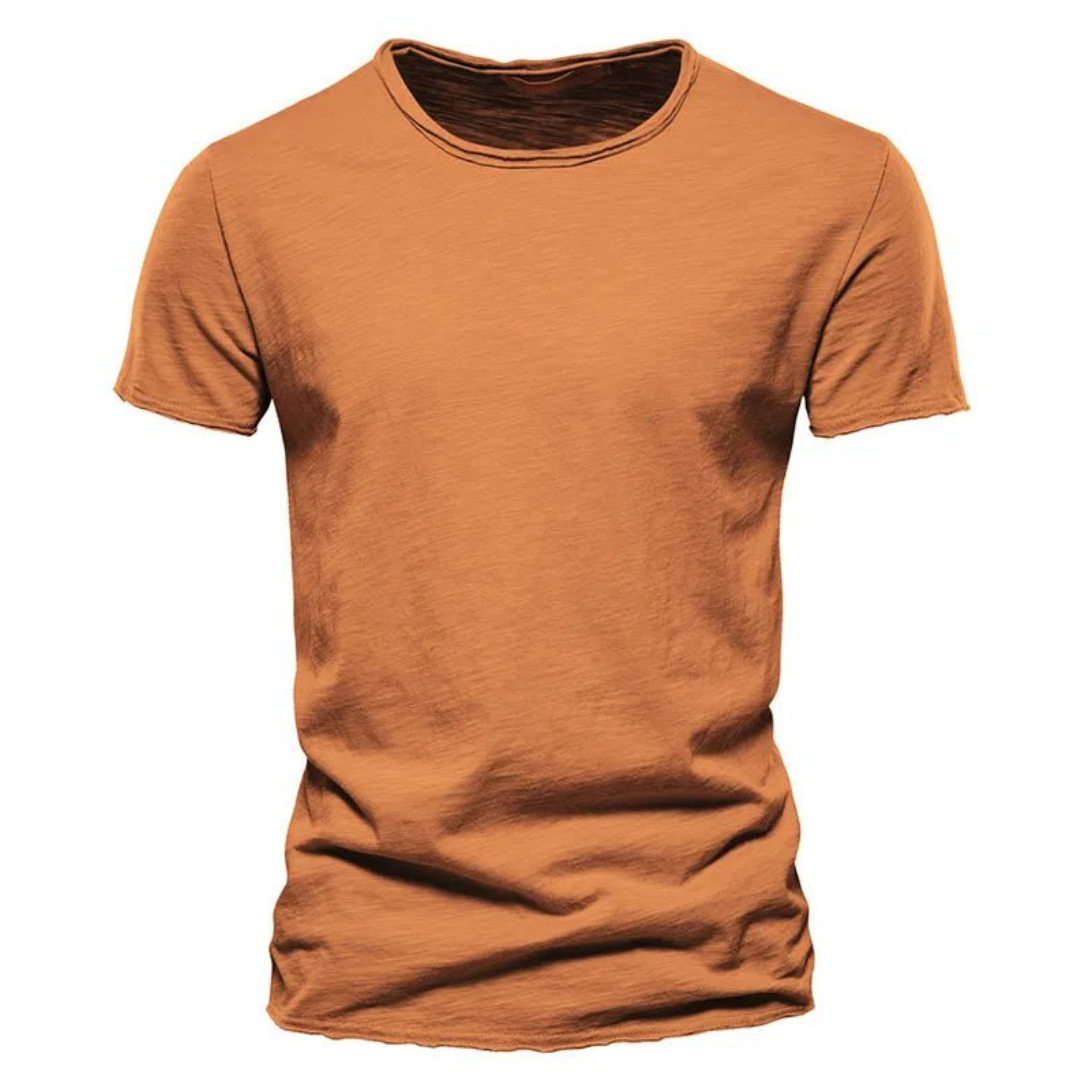 T-shirt til mænd med rund hals og slub-garnstruktur