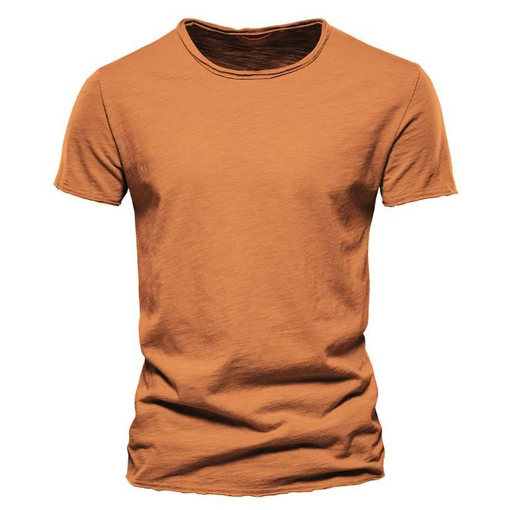 T-shirt til mænd med rund hals og slub-garnstruktur
