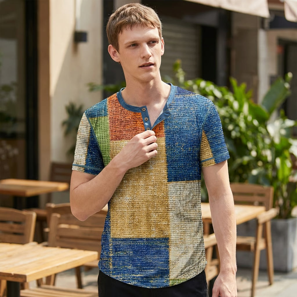 Mænds Waffle Strik Casual T-shirt