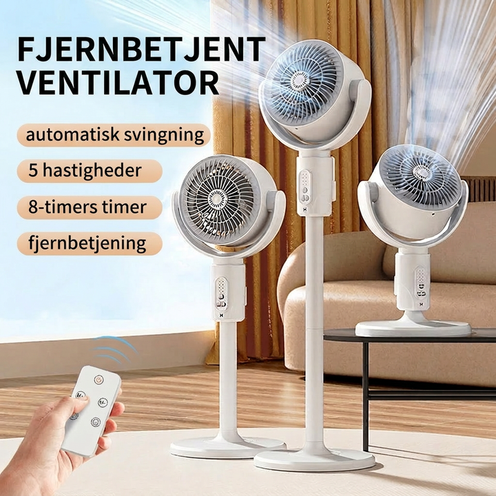 Stille gulvventilator – Fjernbetjening oscillation