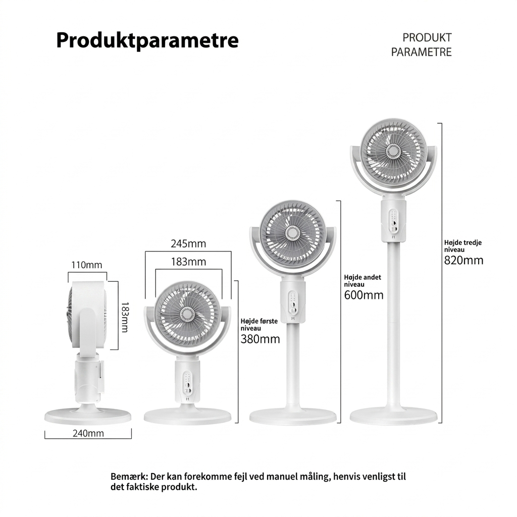 Stille gulvventilator – Fjernbetjening oscillation