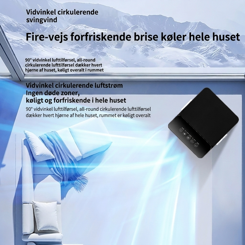 Bærbar mini-bordventilator med svingfunktion og kraftig luftcirkulation