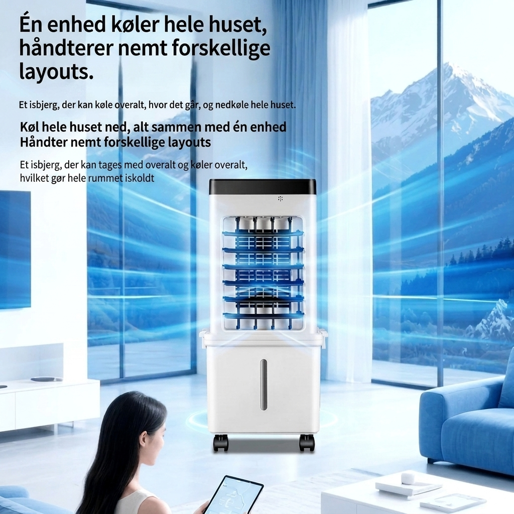 Bærbar mini-bordventilator med svingfunktion og kraftig luftcirkulation