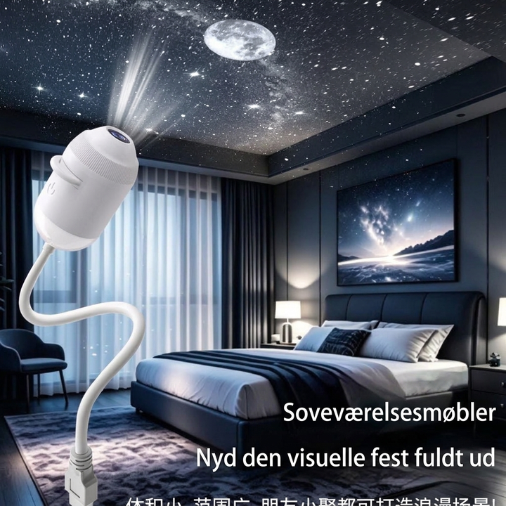 Planet- og stjernehimmel-projektor til soveværelset