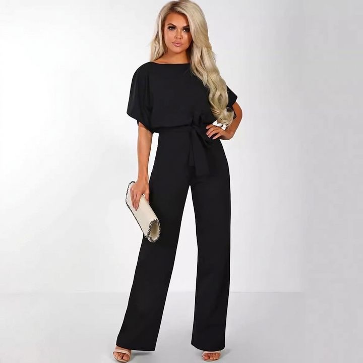 Kvinders Kort Ærme Lige Ben Jumpsuit