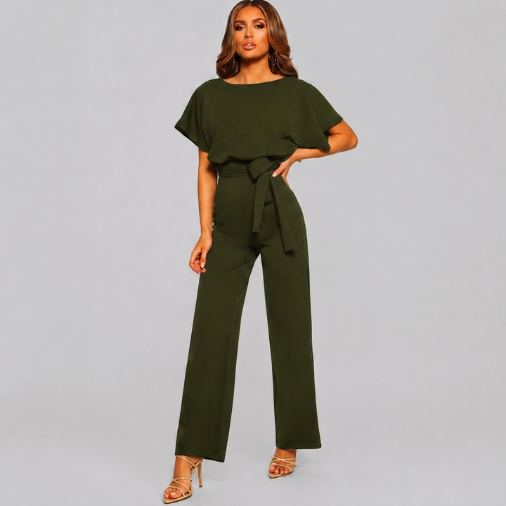 Kvinders Kort Ærme Lige Ben Jumpsuit