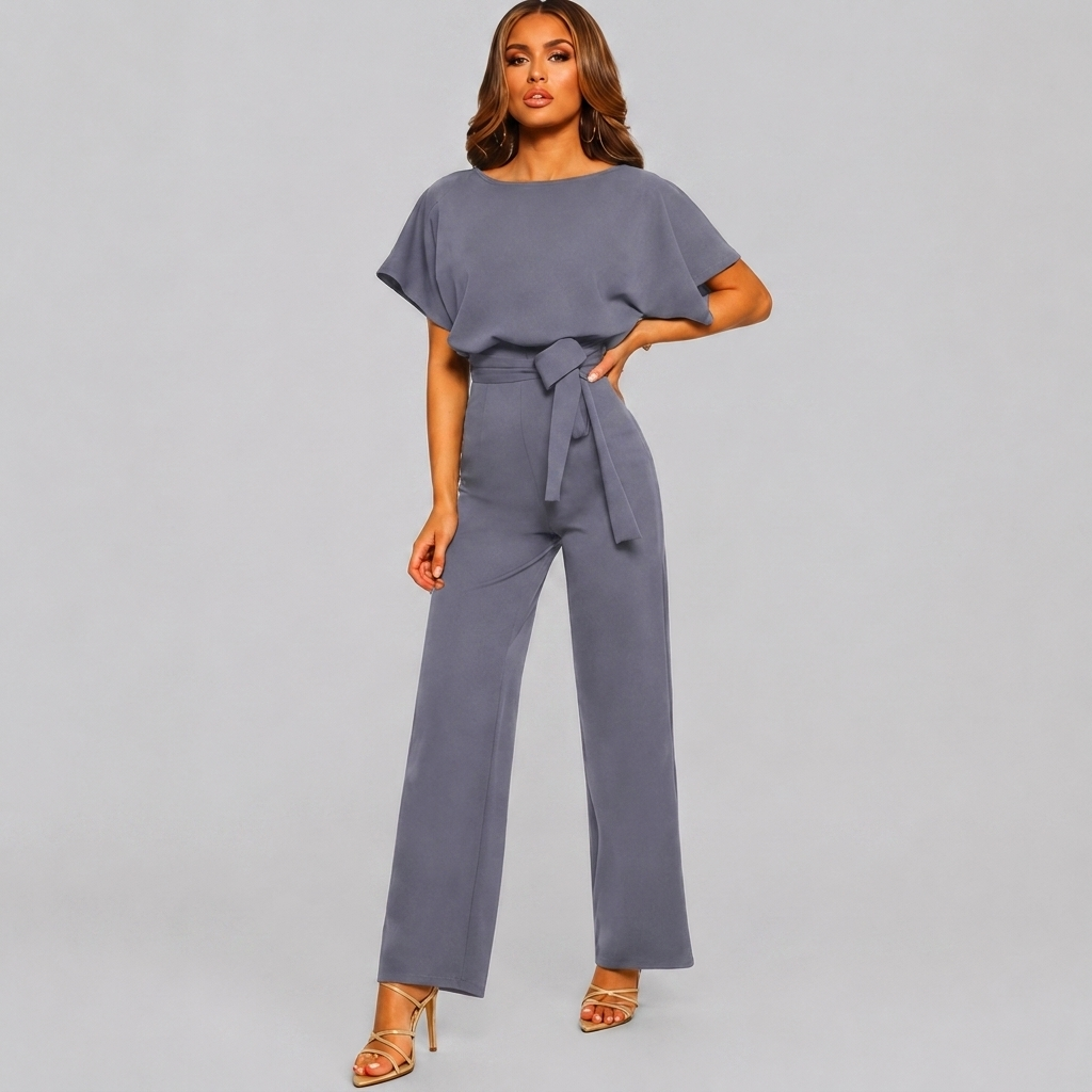 Kvinders Kort Ærme Lige Ben Jumpsuit