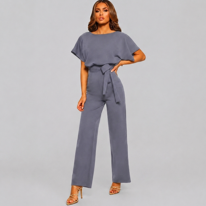 Kvinders Kort Ærme Lige Ben Jumpsuit